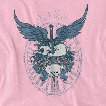 Pink - Back - Bon Jovi Unisex Adult Winged Heart T-Shirt