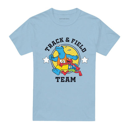 Light Blue - Front - Sesame Street Unisex Adult Track Field Elmo T-Shirt