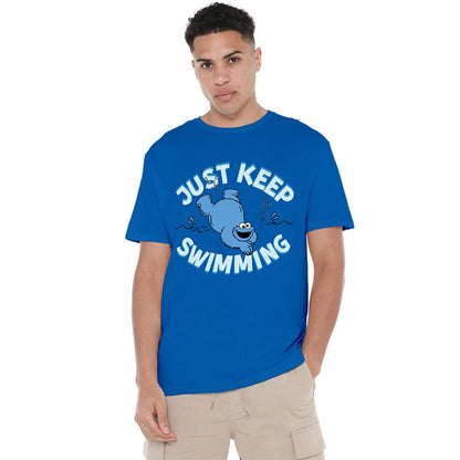 Royal Blue - Back - Sesame Street Unisex Adult Just Keep Jumping Cookie Monster T-Shirt
