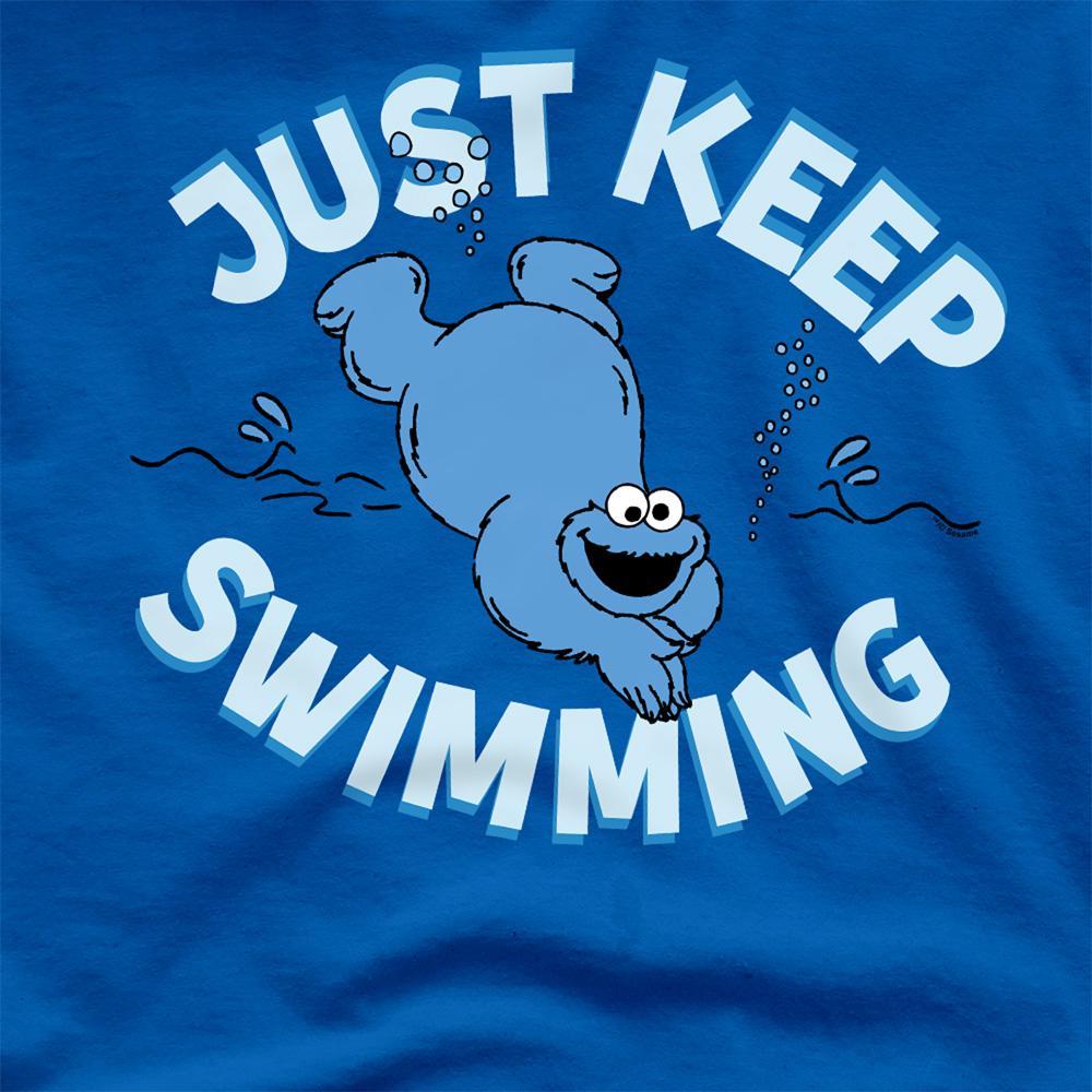 Royal Blue - Side - Sesame Street Unisex Adult Just Keep Jumping Cookie Monster T-Shirt