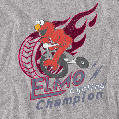 Athletic Heather - Side - Sesame Street Unisex Adult Cycle Champion Elmo Heather Long-Sleeved T-Shirt