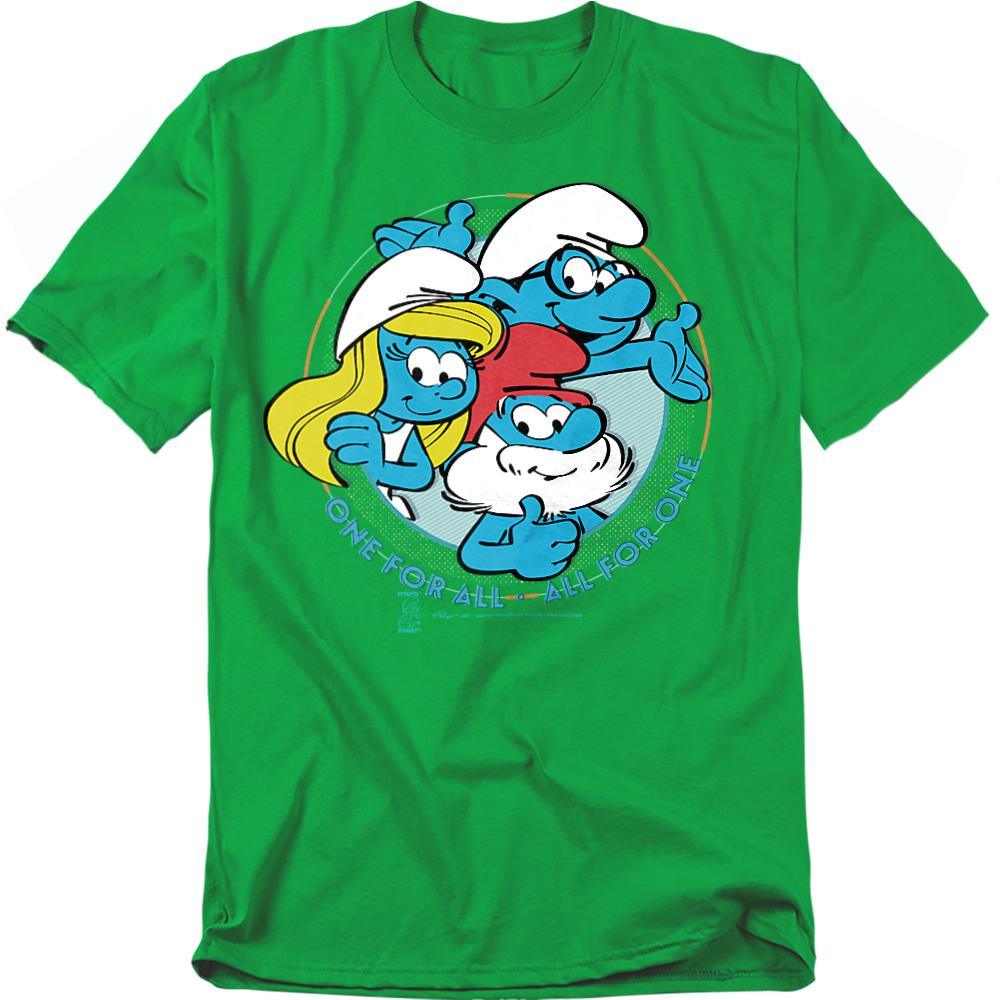 Kelly Green - Front - The Smurfs Unisex Adult All For One T-Shirt