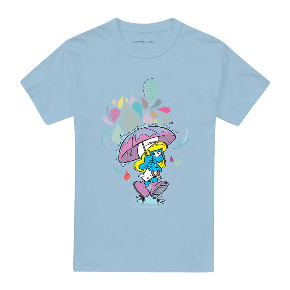 Light Blue - Front - The Smurfs Unisex Adult Magical Umbrella T-Shirt