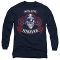 Navy - Front - Bon Jovi Unisex Adult Forever Skull Long-Sleeved T-Shirt