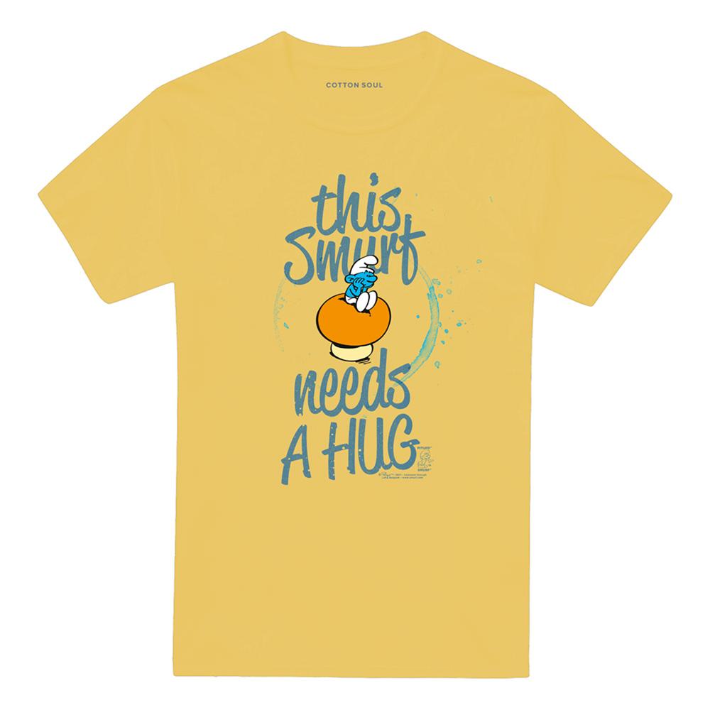 Banana Yellow - Front - The Smurfs Unisex Adult This Smurf Needs A Hug T-Shirt