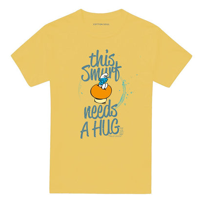 Banana Yellow - Front - The Smurfs Unisex Adult This Smurf Needs A Hug T-Shirt