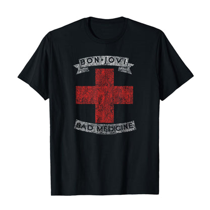 Black - Front - Bon Jovi Unisex Adult Bad Medicine Back Print T-Shirt