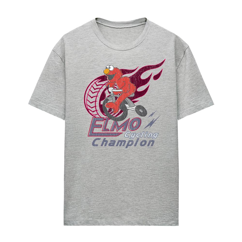 Athletic Heather - Front - Sesame Street Womens-Ladies Cycle Champion Elmo Heather T-Shirt
