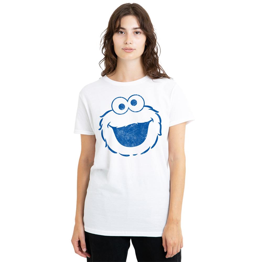 White - Back - Sesame Street Womens-Ladies Cookie Monster Mono T-Shirt