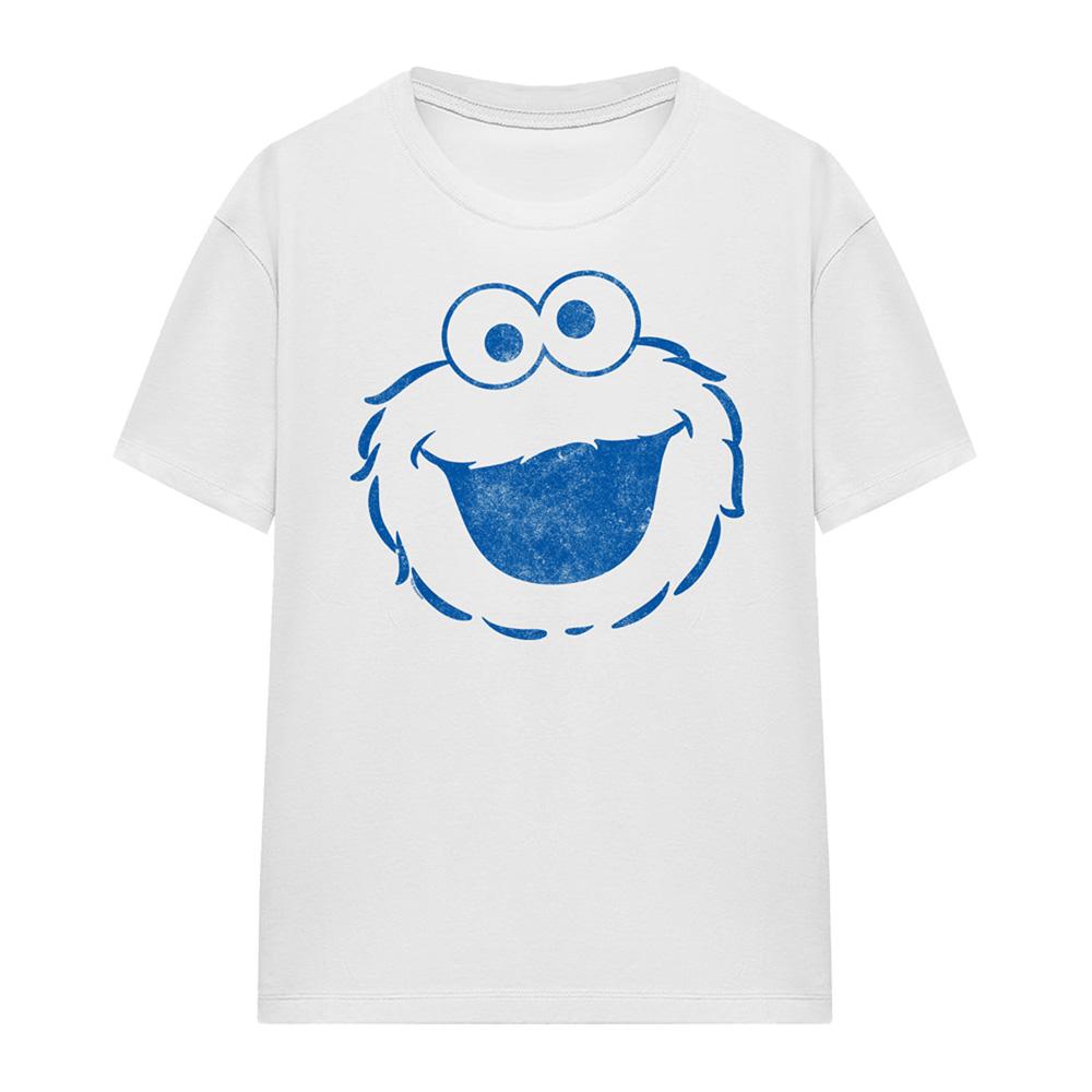 White - Front - Sesame Street Womens-Ladies Cookie Monster Mono T-Shirt