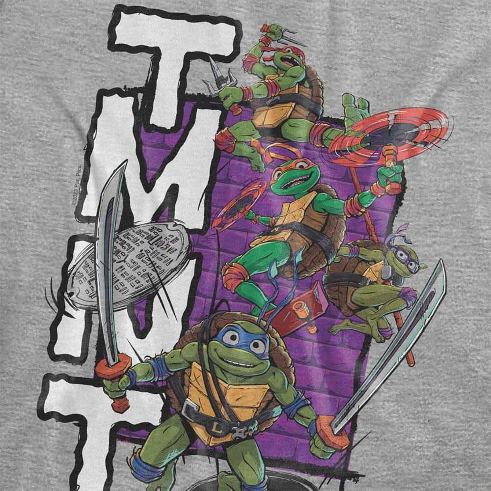 Athletic Heather - Side - Teenage Mutant Ninja Turtles: Mutant Mayhem Womens-Ladies Stacked Heather T-Shirt