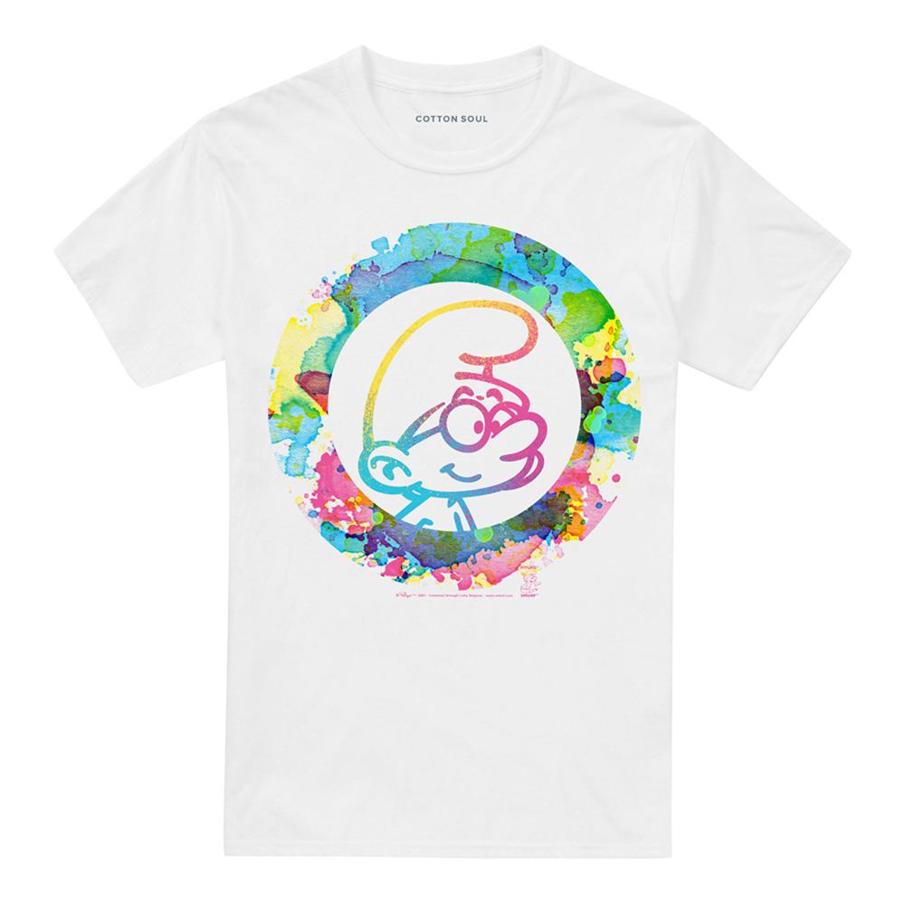 White - Front - The Smurfs Unisex Adult Brainy Smurf Watercolour T-Shirt
