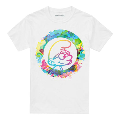 White - Front - The Smurfs Unisex Adult Brainy Smurf Watercolour T-Shirt