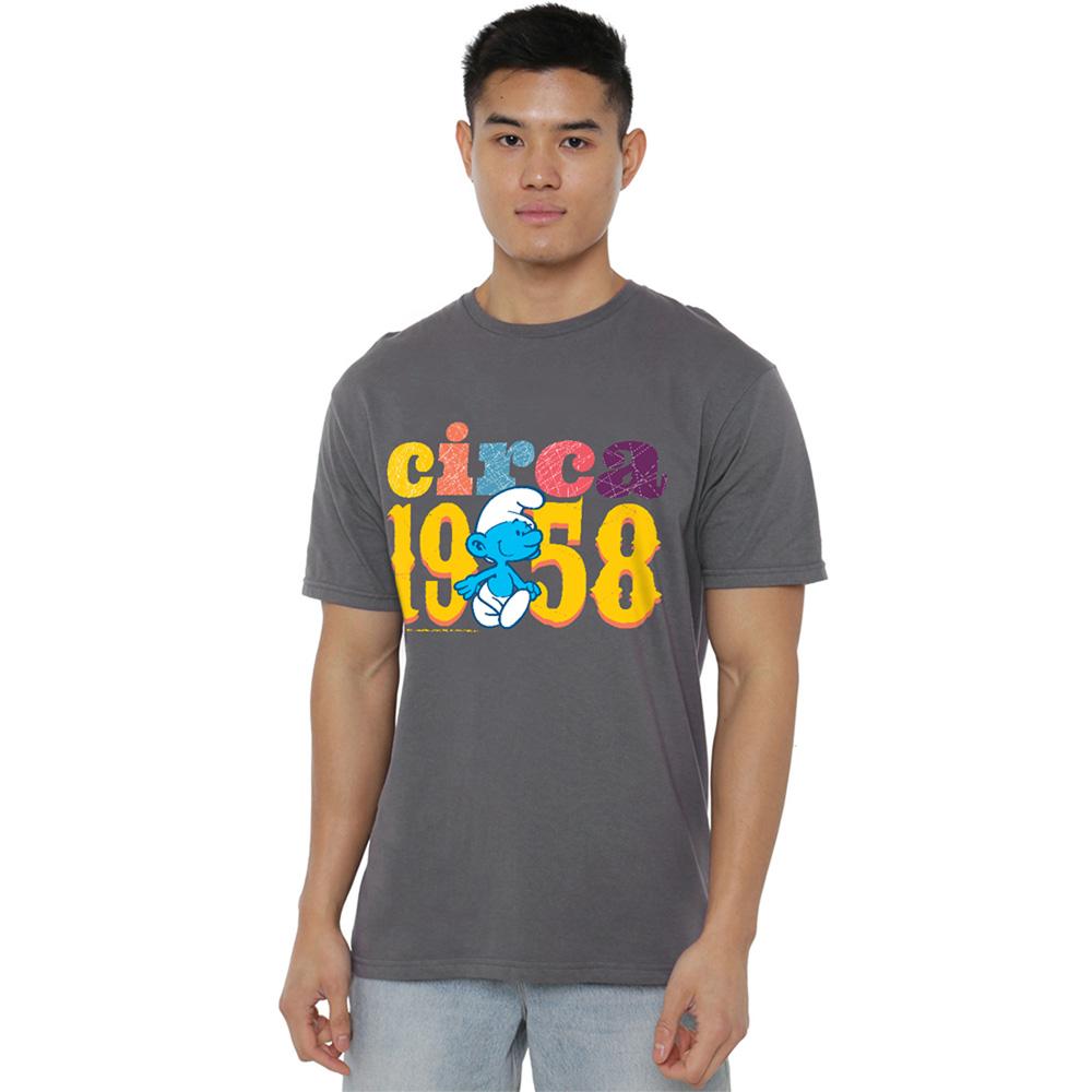 Charcoal - Back - The Smurfs Unisex Adult Circa 1958 T-Shirt