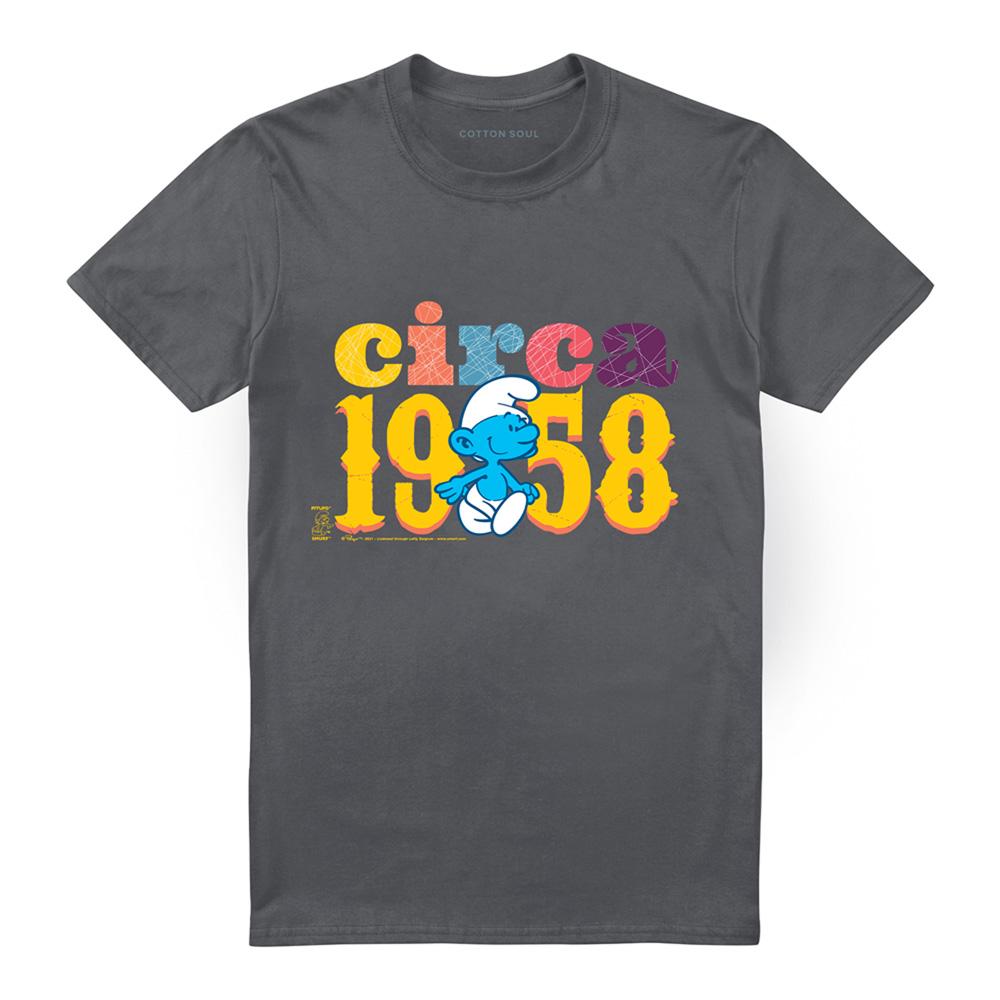 Charcoal - Front - The Smurfs Unisex Adult Circa 1958 T-Shirt