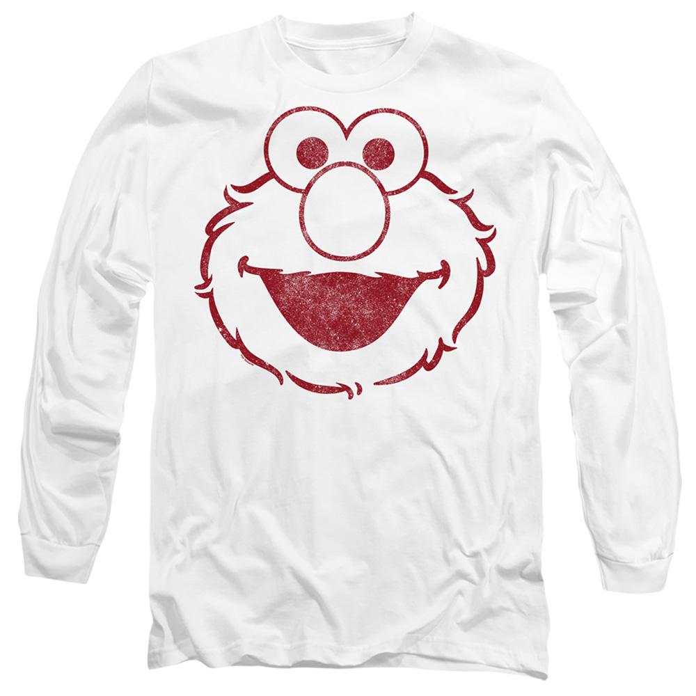 White - Front - Sesame Street Unisex Adult Elmo Mono Long-Sleeved T-Shirt