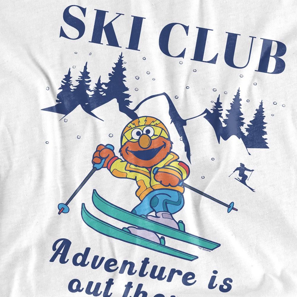White - Side - Sesame Street Unisex Adult Ski Club Adventure Elmo Long-Sleeved T-Shirt