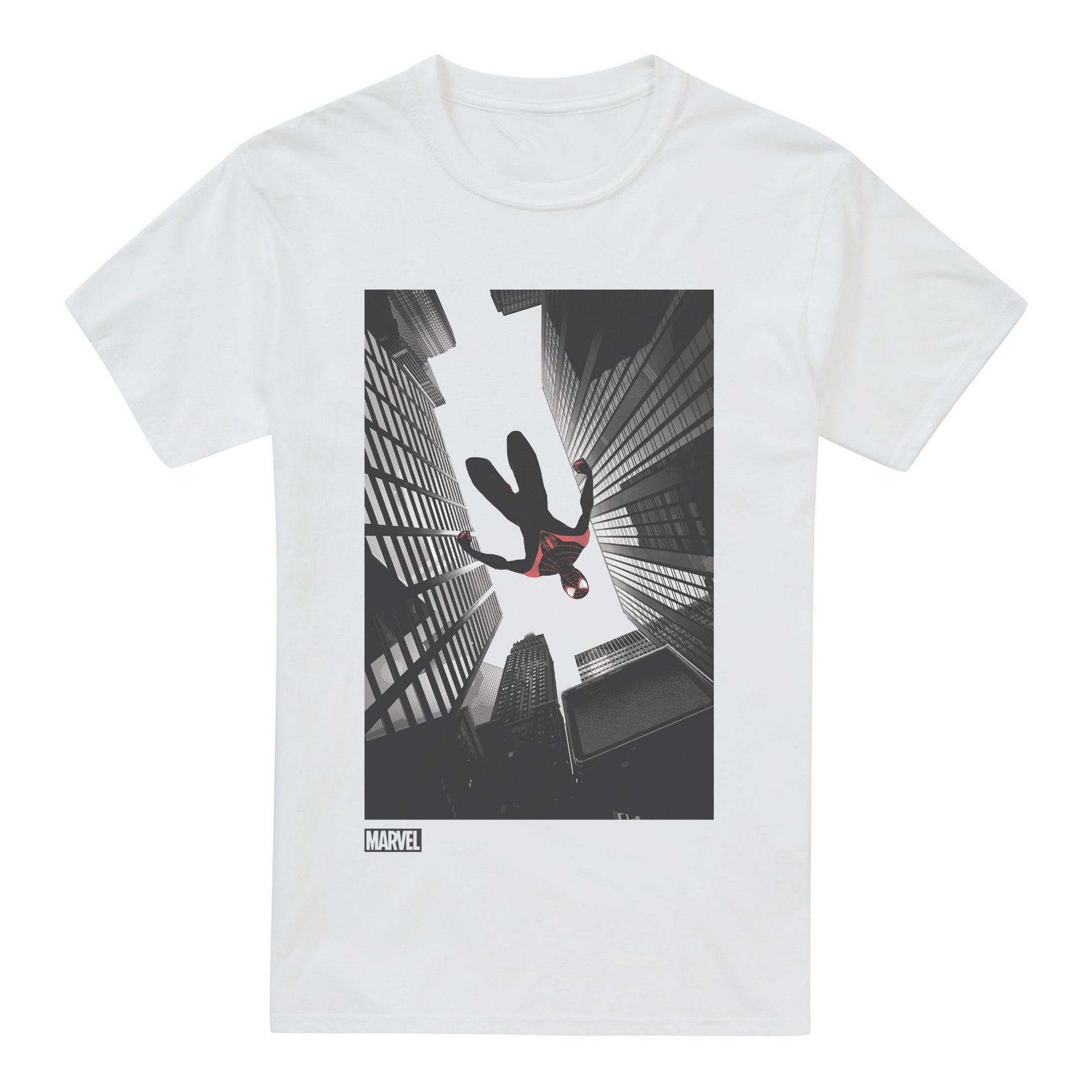 White - Front - Spider-Man: Miles Morales Mens Sky T-Shirt