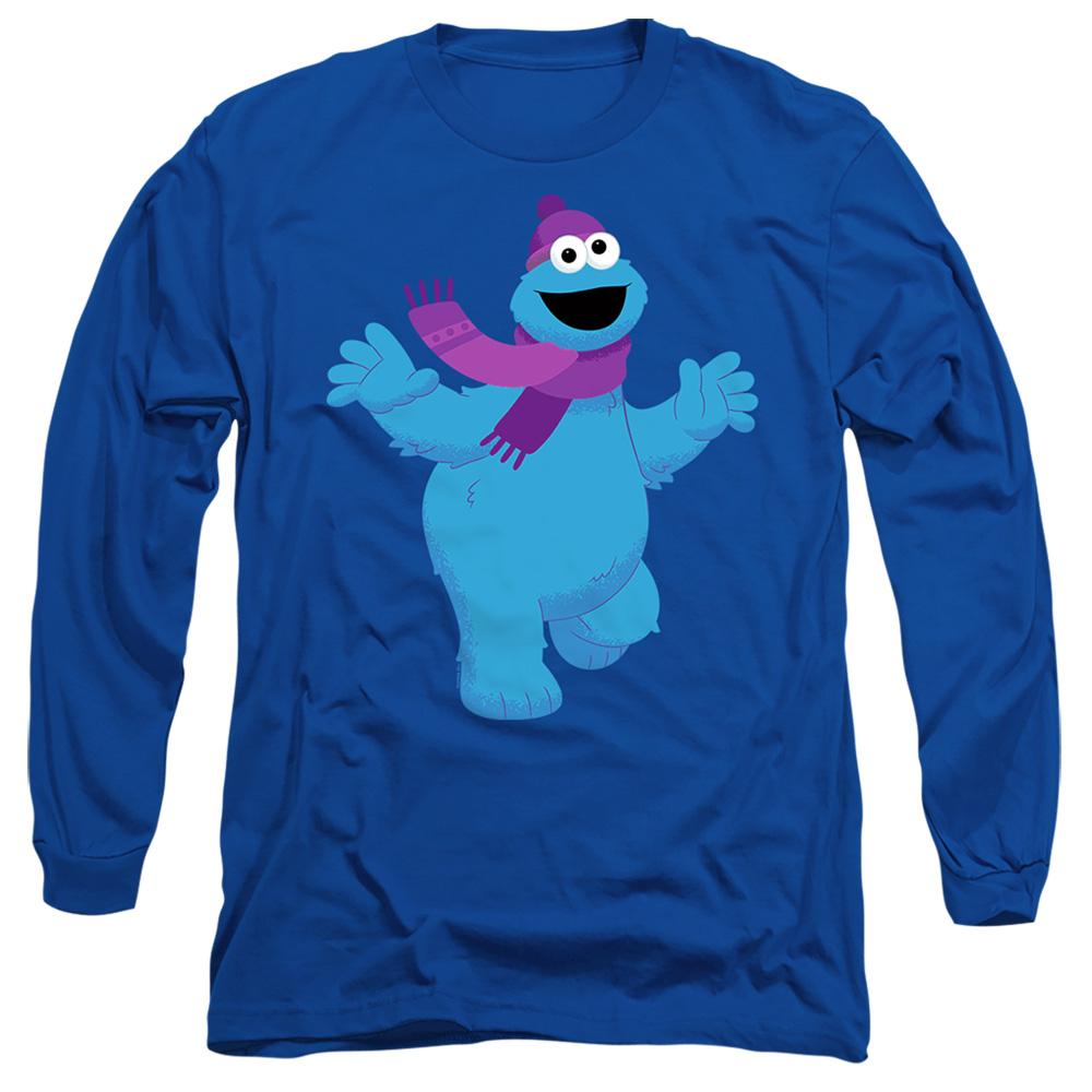 Royal Blue - Front - Sesame Street Unisex Adult Furry Friends Forever! Cookie Monster Long-Sleeved T-Shirt
