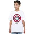 White - Side - Captain America Childrens-Kids Ziptone Shield T-Shirt
