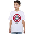 White - Side - Captain America Childrens-Kids Ziptone Shield T-Shirt
