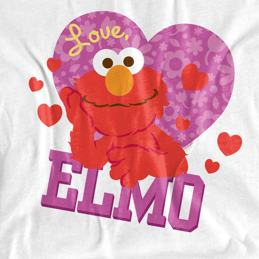 White - Side - Sesame Street Womens-Ladies Love Elmo Valentine`s Day T-Shirt