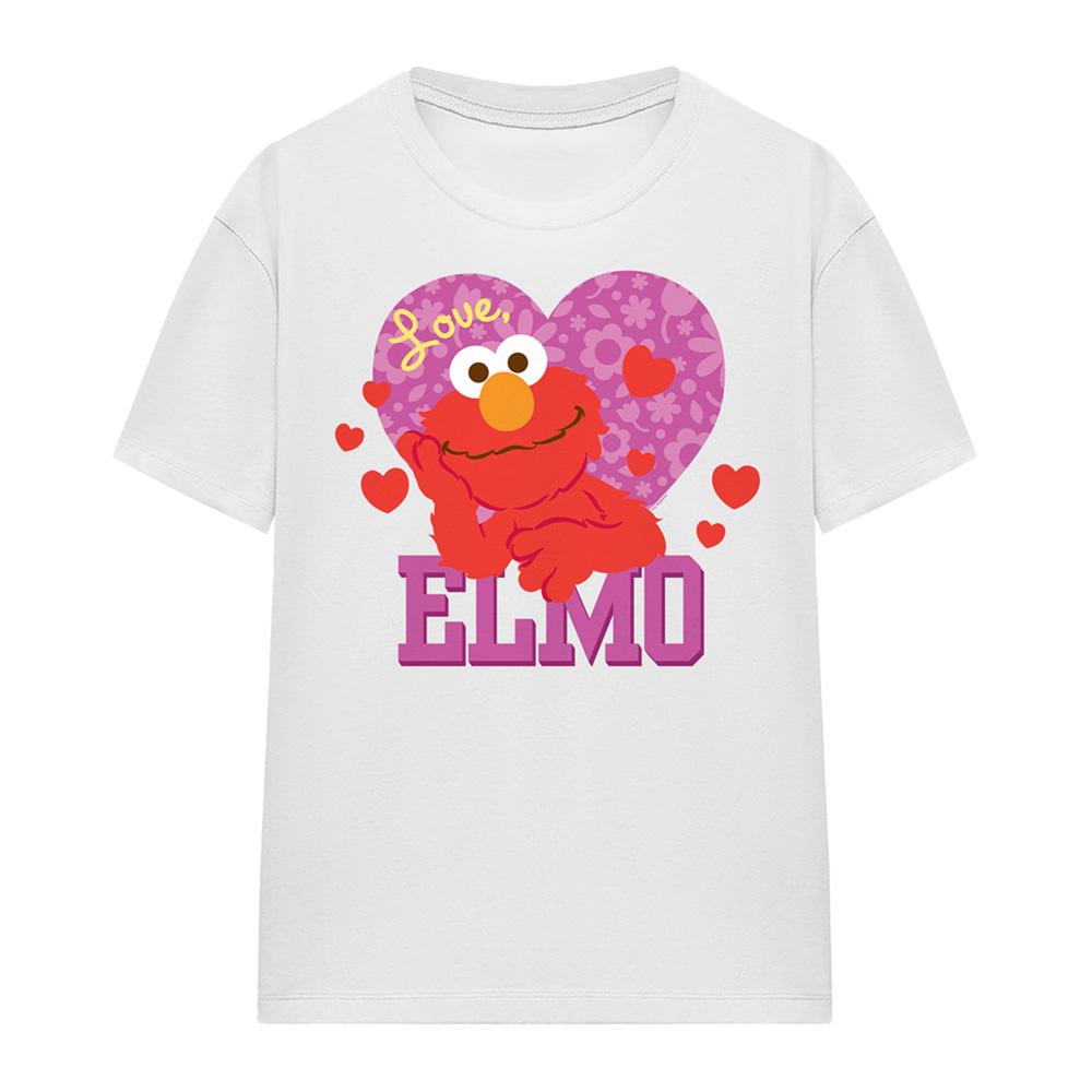 White - Front - Sesame Street Womens-Ladies Love Elmo Valentine`s Day T-Shirt