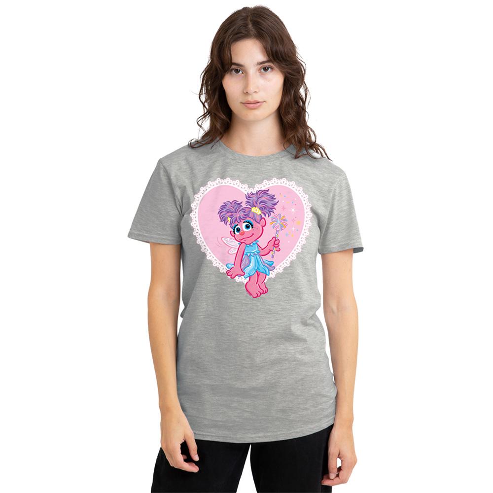 Athletic Heather - Back - Sesame Street Womens-Ladies Abby Cadabby Heart Heather Valentine`s Day T-Shirt