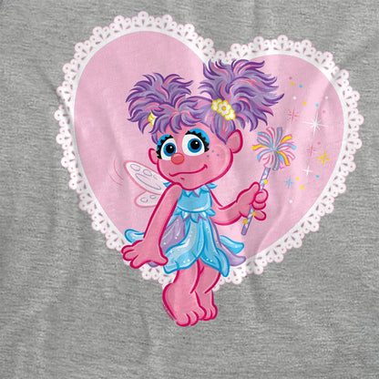 Athletic Heather - Side - Sesame Street Womens-Ladies Abby Cadabby Heart Heather Valentine`s Day T-Shirt