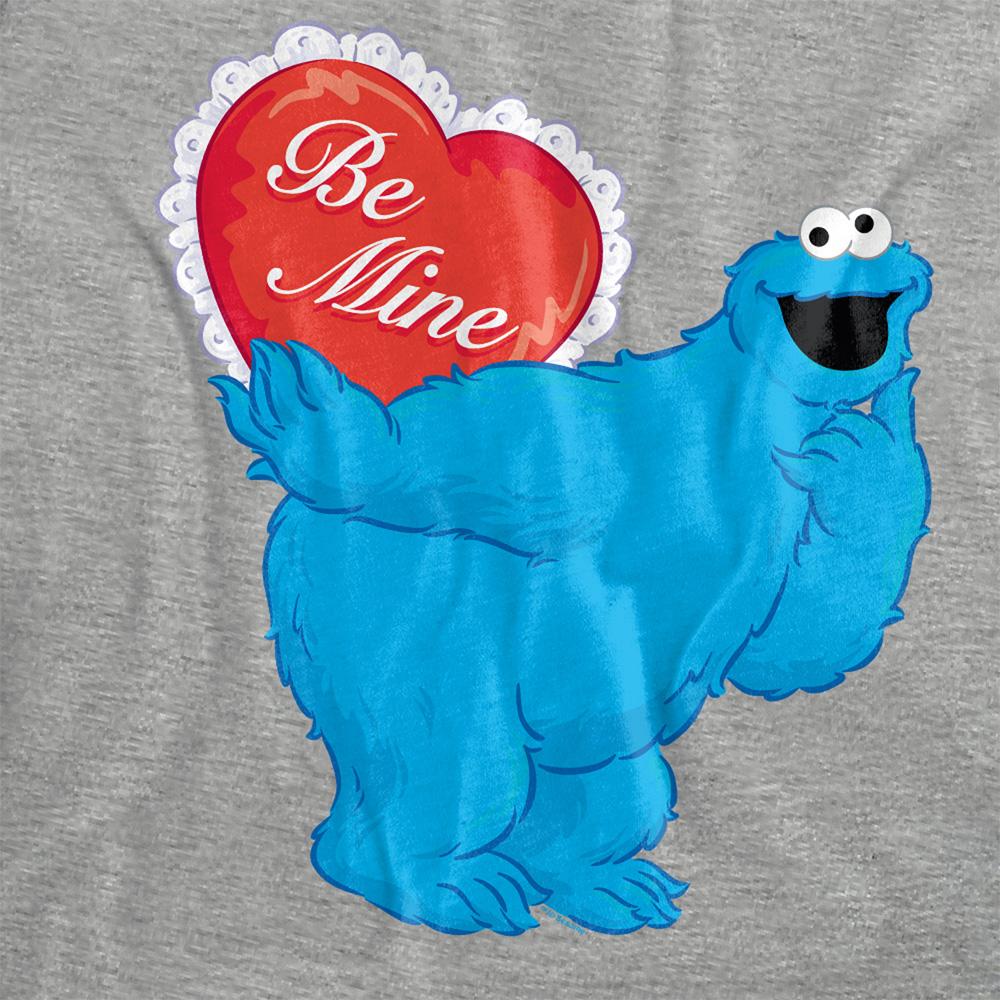 Athletic Heather - Side - Sesame Street Womens-Ladies Be Mine Cookie Monster Valentine`s Day T-Shirt