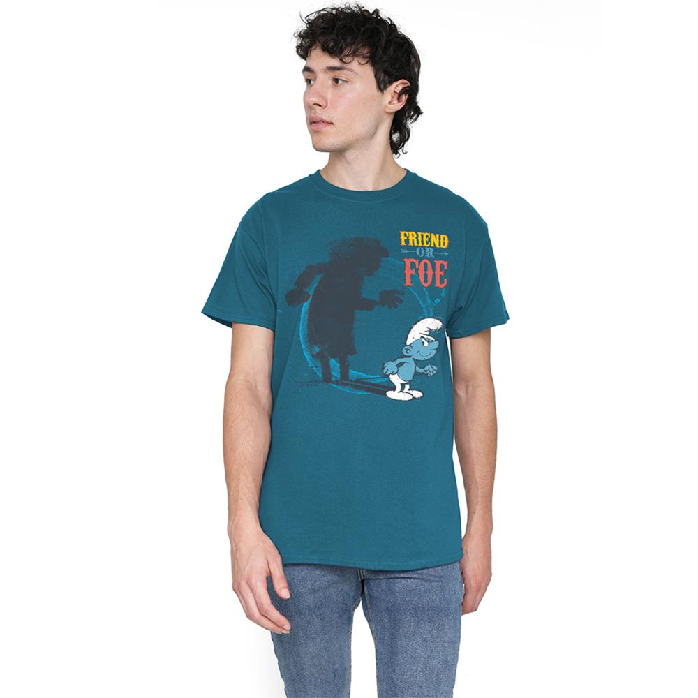 Slate - Back - The Smurfs Unisex Adult Friend Or Foe Gargamel Shadow T-Shirt