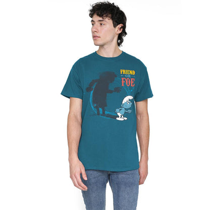Slate - Back - The Smurfs Unisex Adult Friend Or Foe Gargamel Shadow T-Shirt