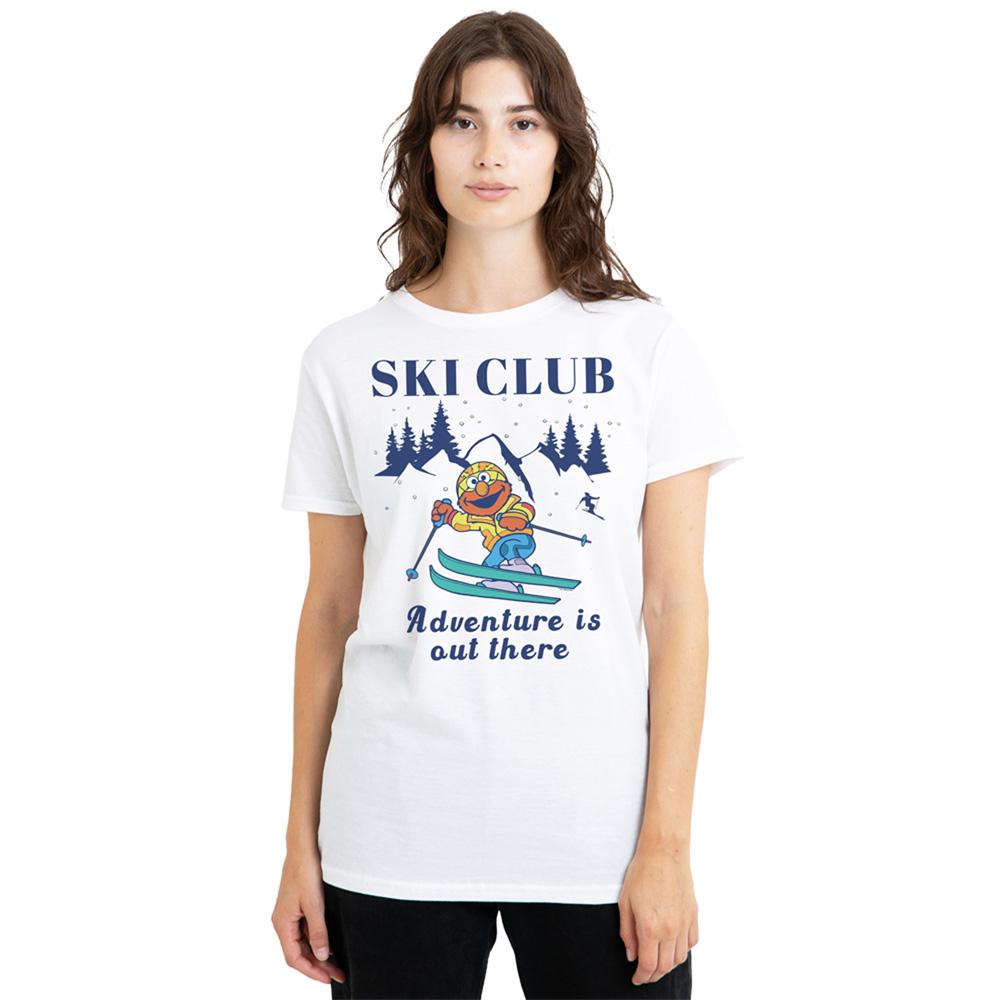 White - Back - Sesame Street Womens-Ladies Ski Club Adventure Elmo T-Shirt