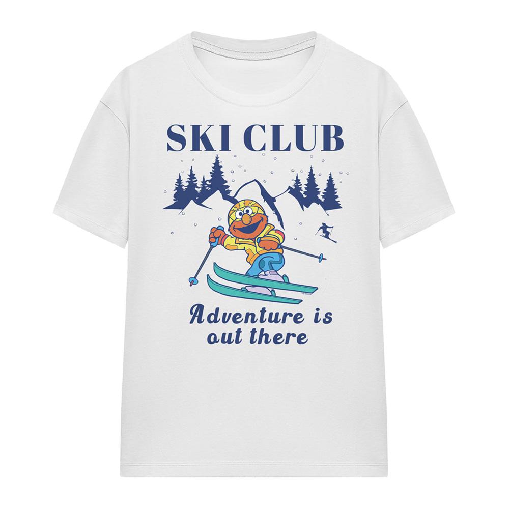 White - Front - Sesame Street Womens-Ladies Ski Club Adventure Elmo T-Shirt