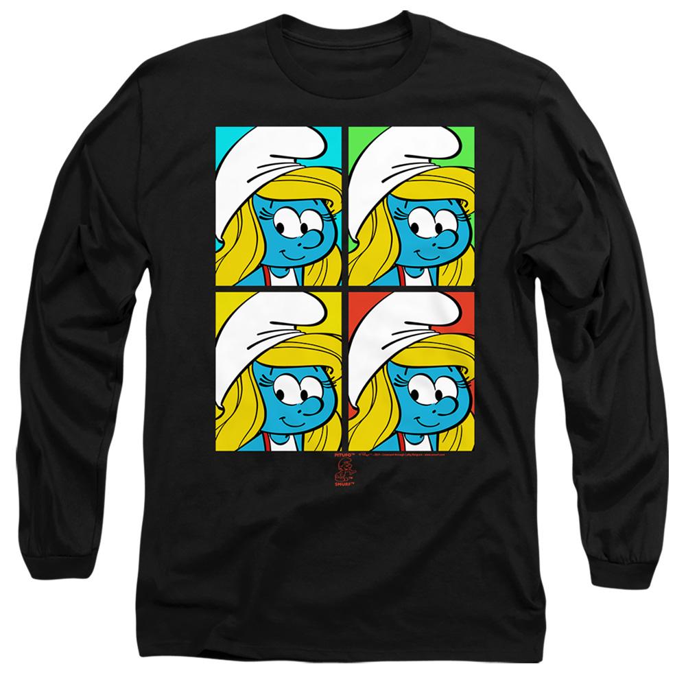 Black - Front - The Smurfs Unisex Adult Tiles Long-Sleeved T-Shirt