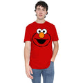 Red - Back - Sesame Street Unisex Adult Elmo Full Face Heather T-Shirt