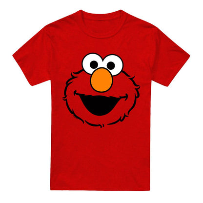 Red - Front - Sesame Street Unisex Adult Elmo Full Face Heather T-Shirt