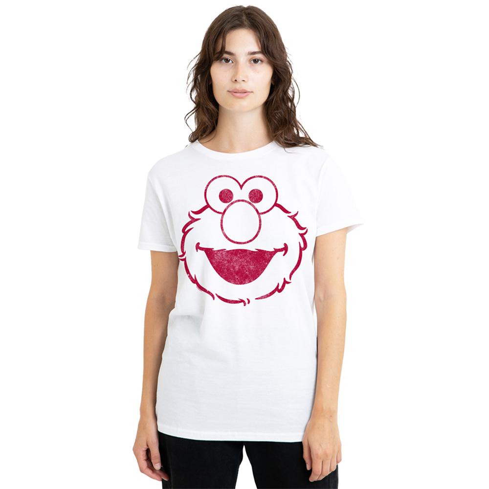 White - Back - Sesame Street Womens-Ladies Elmo Mono T-Shirt