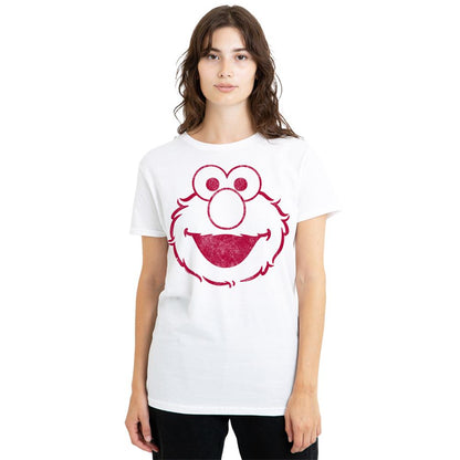 White - Back - Sesame Street Womens-Ladies Elmo Mono T-Shirt