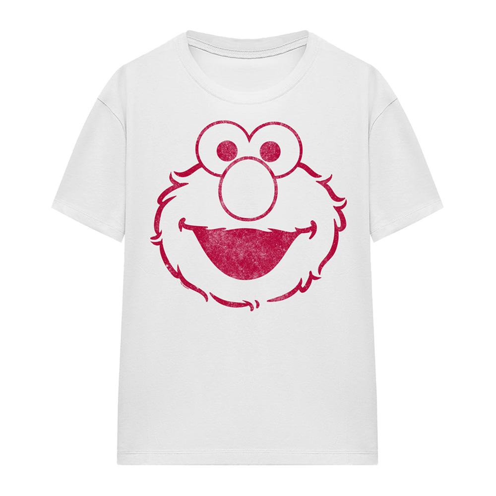 White - Front - Sesame Street Womens-Ladies Elmo Mono T-Shirt