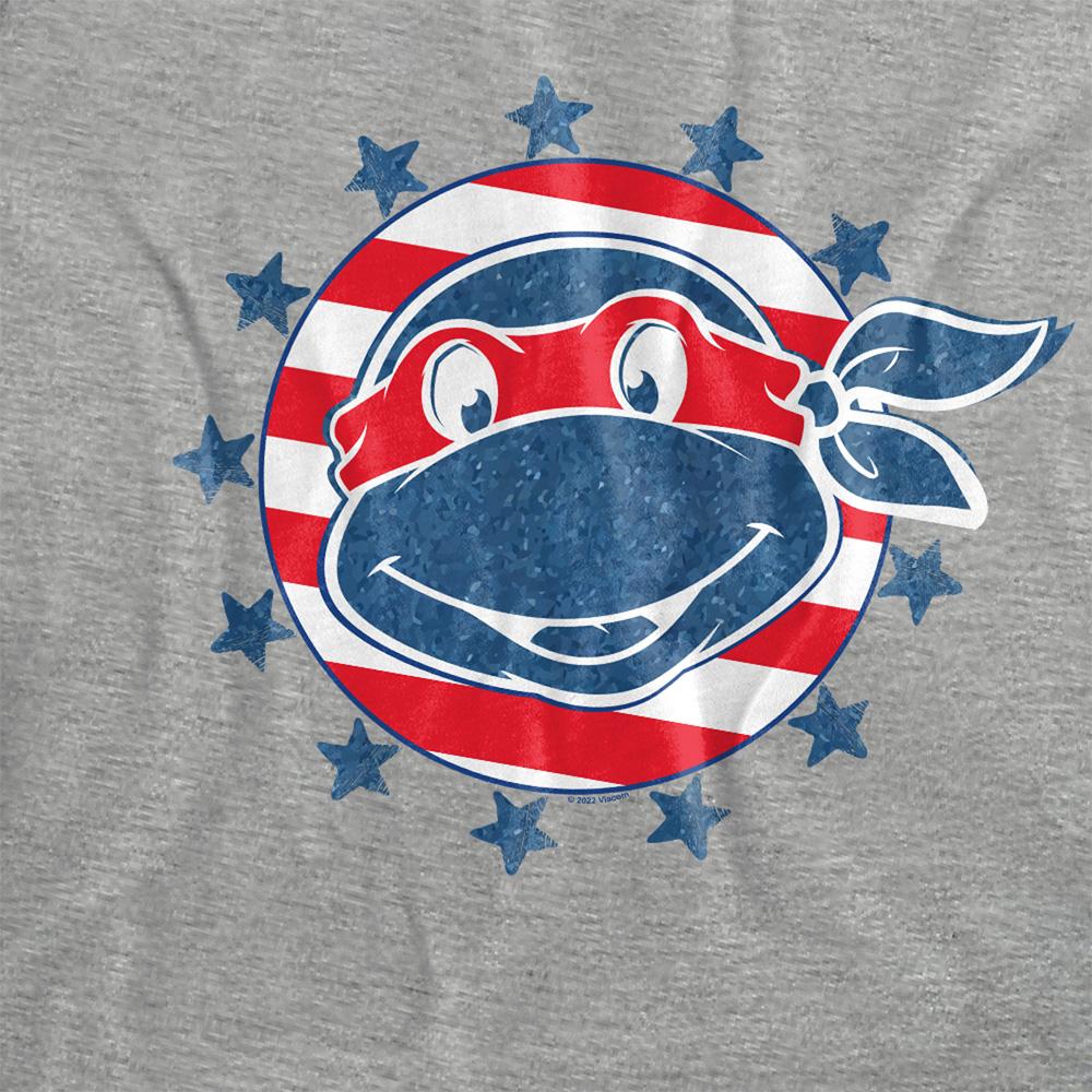 Athletic Heather - Side - Teenage Mutant Ninja Turtles Womens-Ladies Headshot Heather 4th of July T-Shirt
