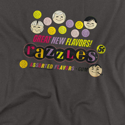 Charcoal - Side - Dubble Bubble Unisex Adult Razzles Retro Box Long-Sleeved T-Shirt