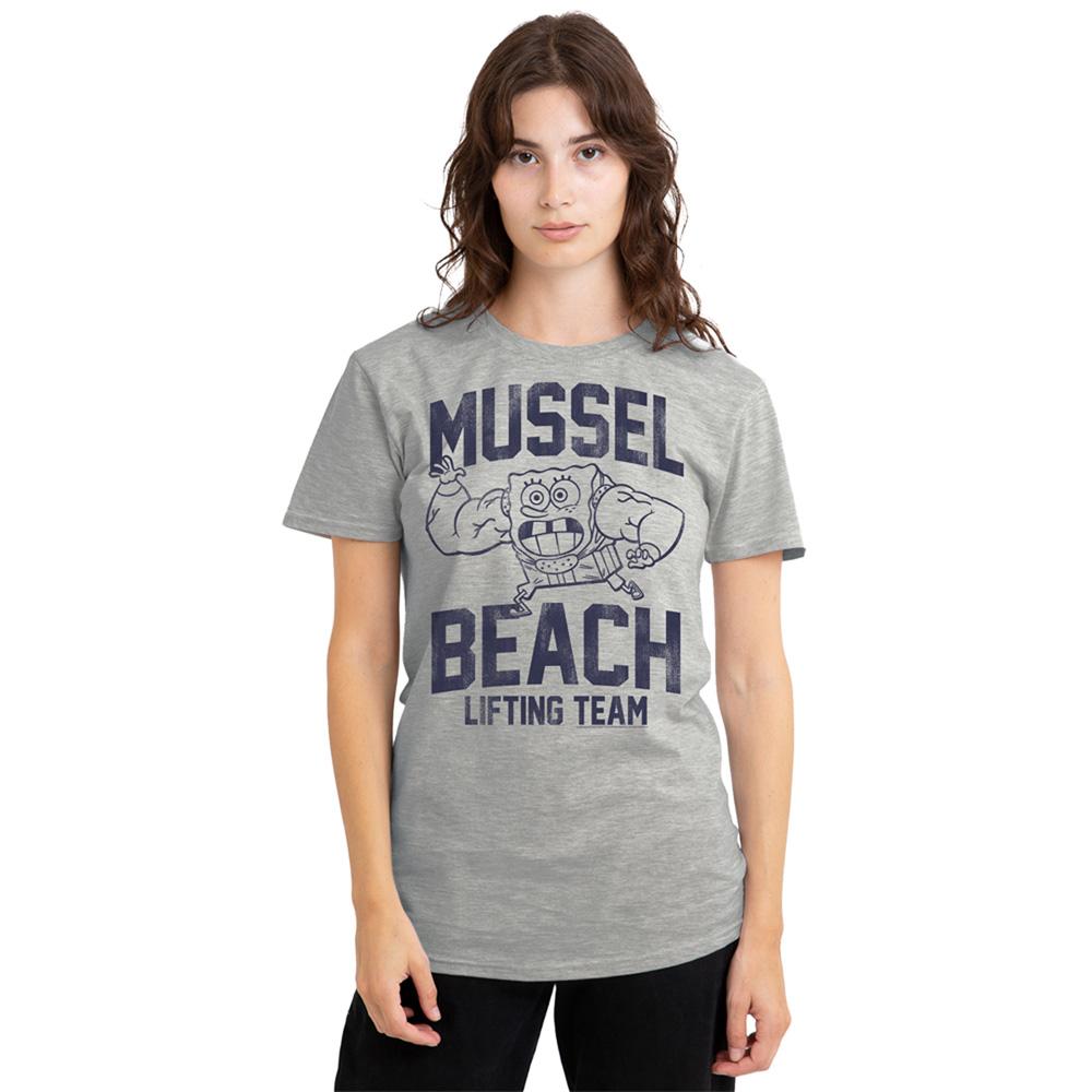Athletic Heather - Back - SpongeBob SquarePants Womens-Ladies Mussel Beach Heather T-Shirt