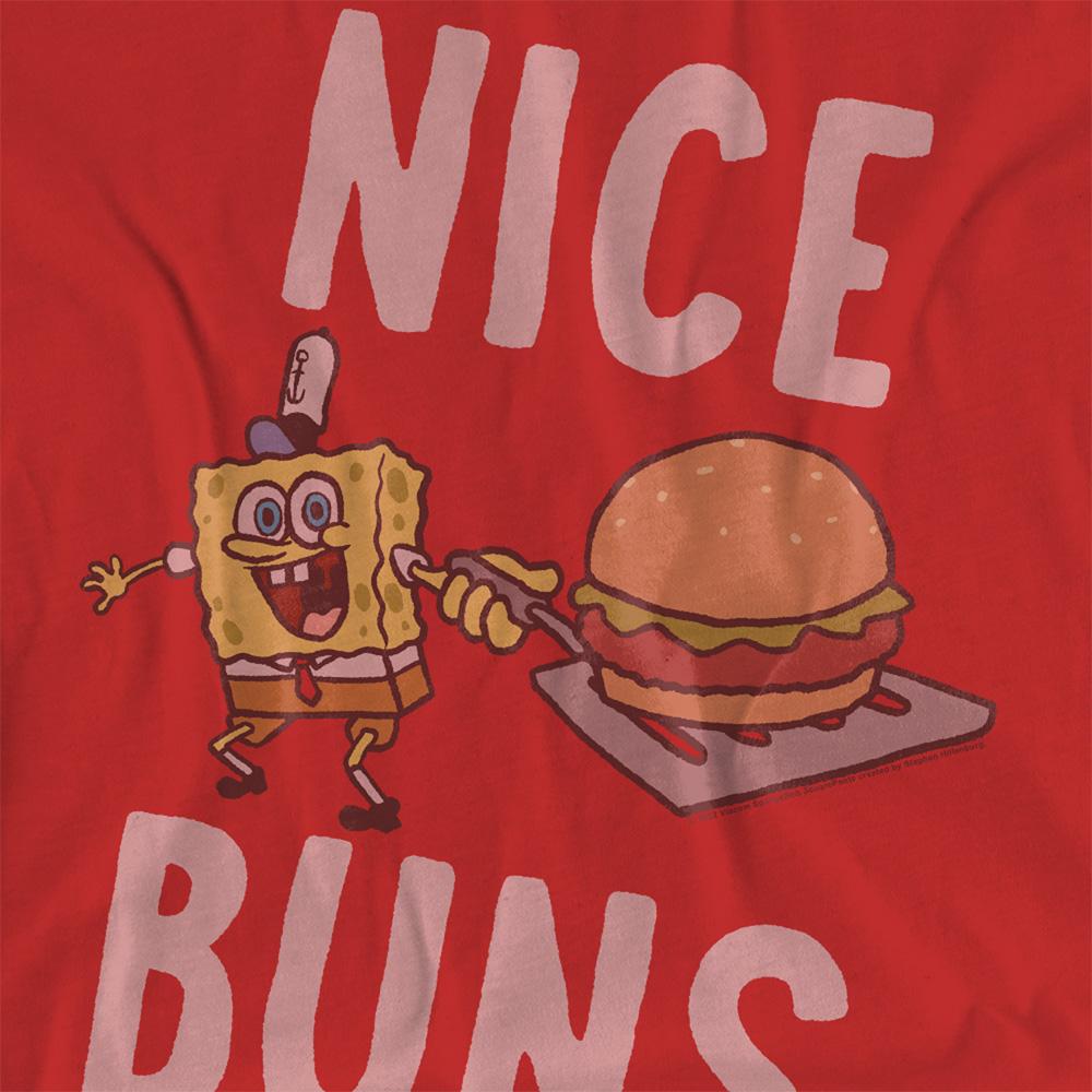 Red - Side - SpongeBob SquarePants Womens-Ladies Nice Buns T-Shirt