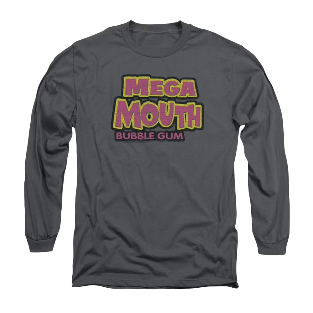 Charcoal - Front - Dubble Bubble Unisex Adult Mega Mouth Long-Sleeved T-Shirt
