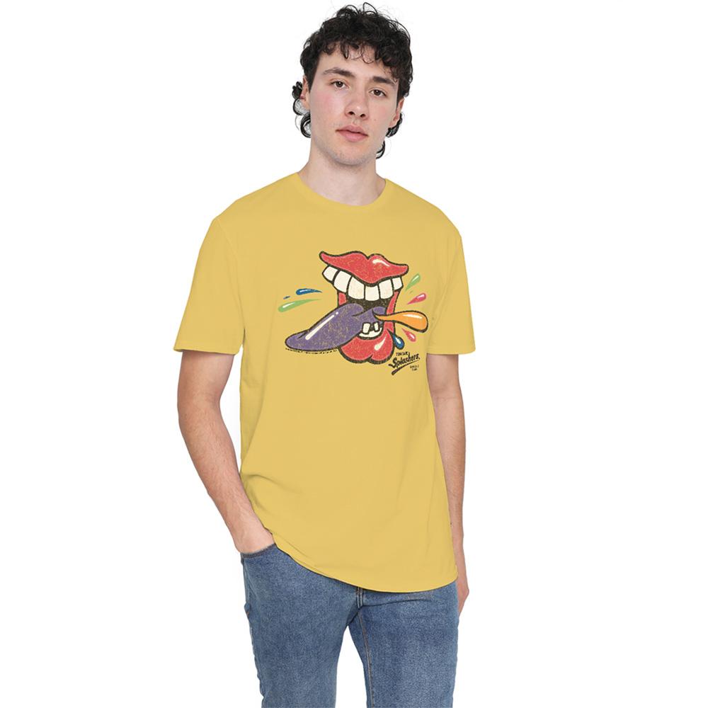 Banana Yellow - Side - Dubble Bubble Unisex Adult Rolling Tongue T-Shirt