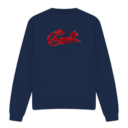 Navy - Front - Chevrolet Unisex Adult Script Distressed Sweatshirt