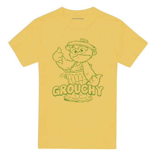 Banana Yellow - Front - Sesame Street Unisex Adult Grouchy T-Shirt