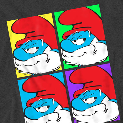 Charcoal - Side - The Smurfs Unisex Adult Papa Smurf Tiles Heather T-Shirt