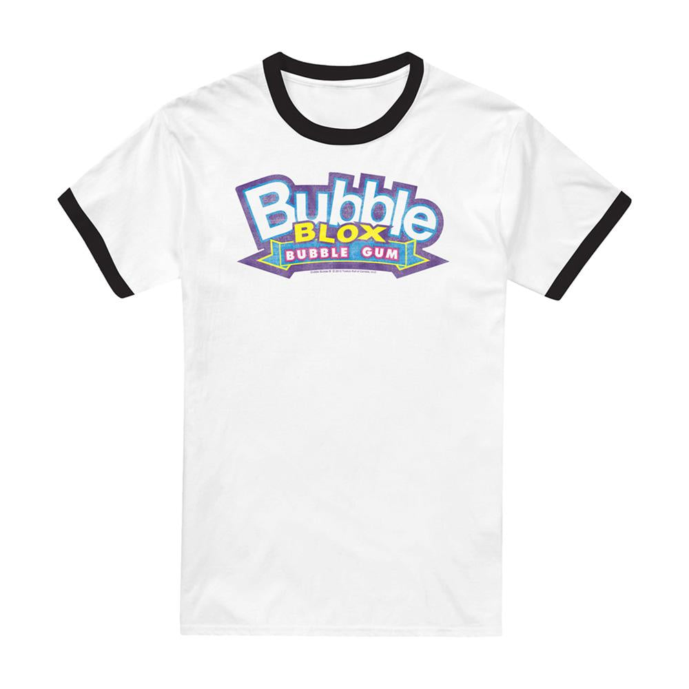 White-Black - Front - Dubble Bubble Unisex Adult Bubble Blox Ringer T-Shirt